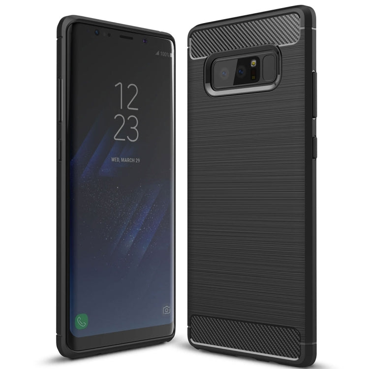 For Galaxy Note 8 Carbon Fiber TPU Brushed Texture Shockproof Protective Back Cover Case