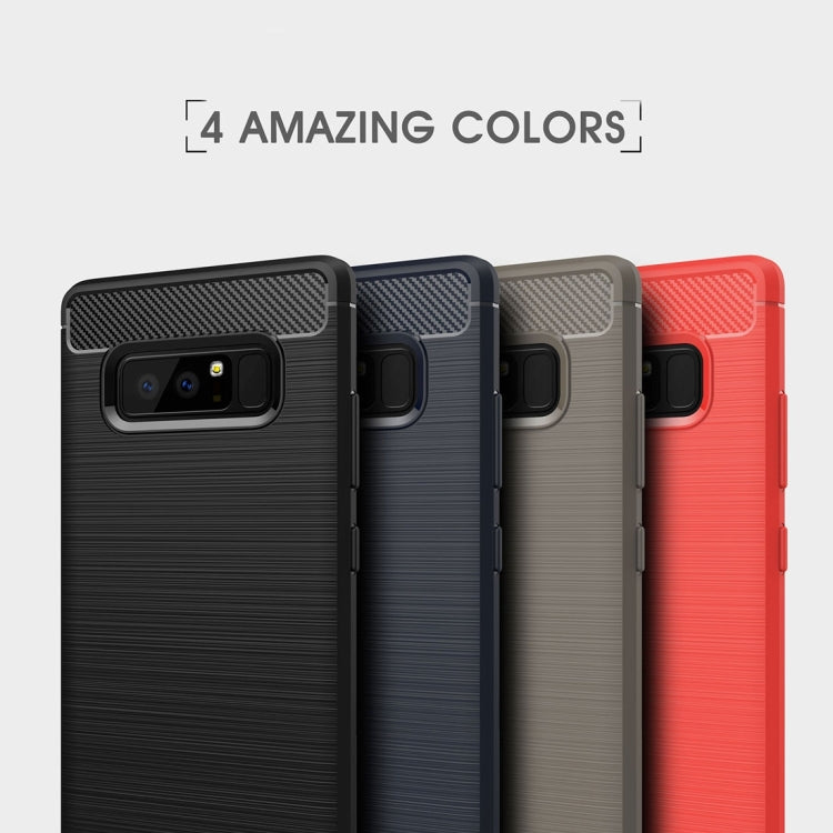 For Galaxy Note 8 Carbon Fiber TPU Brushed Texture Shockproof Protective Back Cover Case
