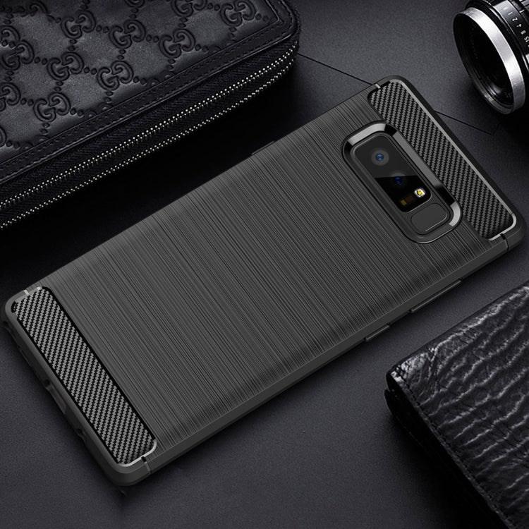 For Galaxy Note 8 Carbon Fiber TPU Brushed Texture Shockproof Protective Back Cover Case