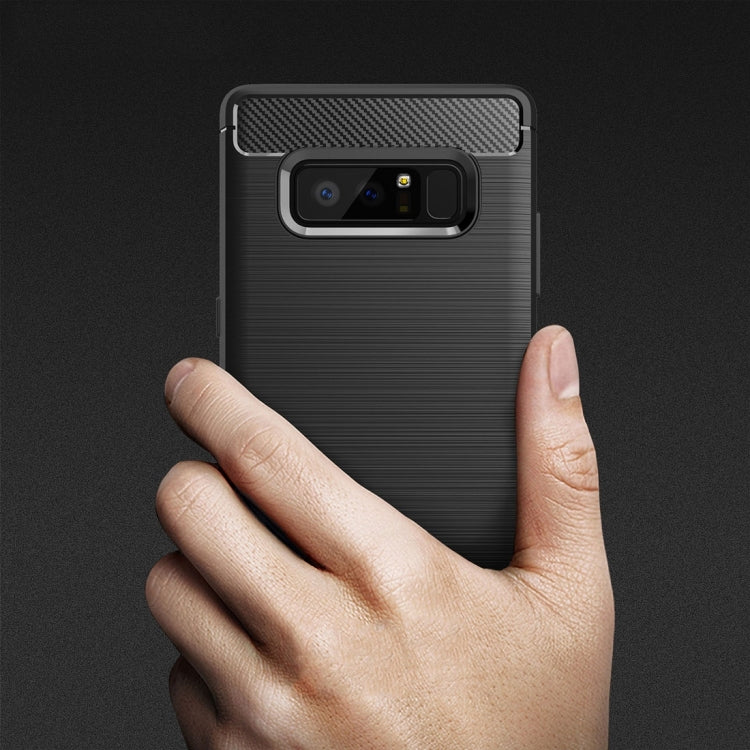 For Galaxy Note 8 Carbon Fiber TPU Brushed Texture Shockproof Protective Back Cover Case