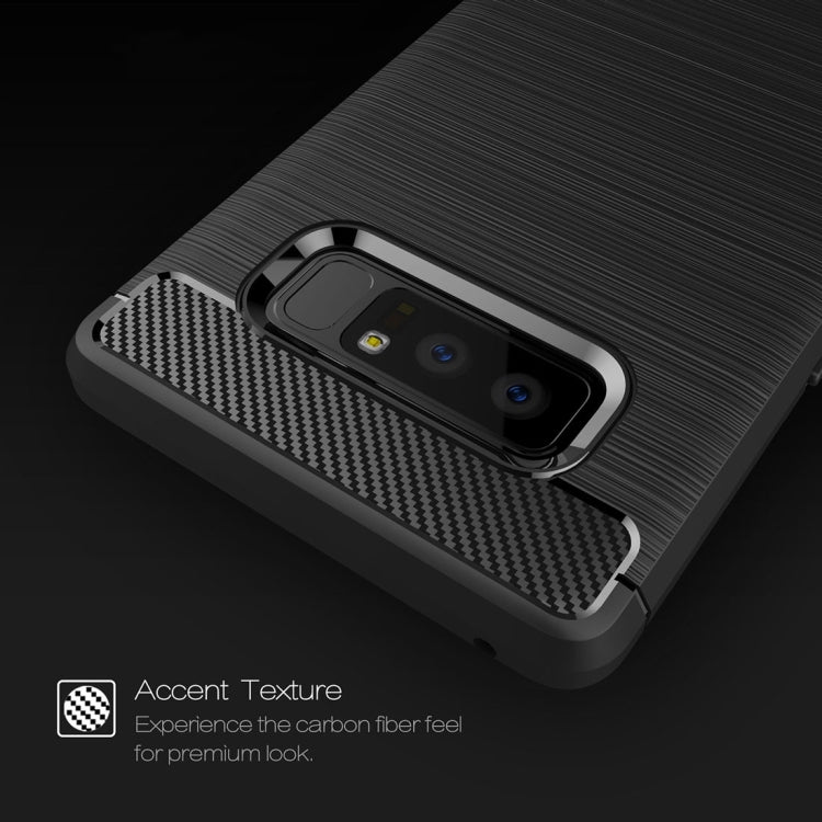 For Galaxy Note 8 Carbon Fiber TPU Brushed Texture Shockproof Protective Back Cover Case