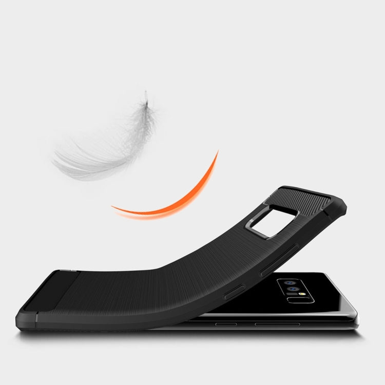 For Galaxy Note 8 Carbon Fiber TPU Brushed Texture Shockproof Protective Back Cover Case