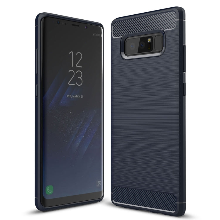 For Galaxy Note 8 Carbon Fiber TPU Brushed Texture Shockproof Protective Back Cover Case