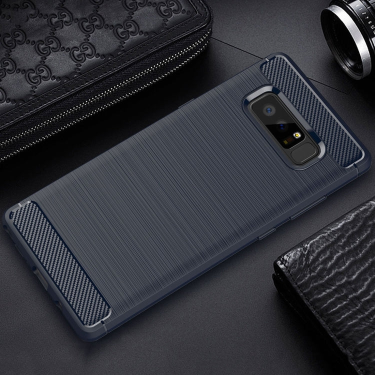 For Galaxy Note 8 Carbon Fiber TPU Brushed Texture Shockproof Protective Back Cover Case
