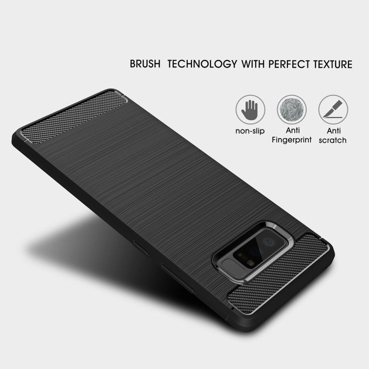For Galaxy Note 8 Carbon Fiber TPU Brushed Texture Shockproof Protective Back Cover Case