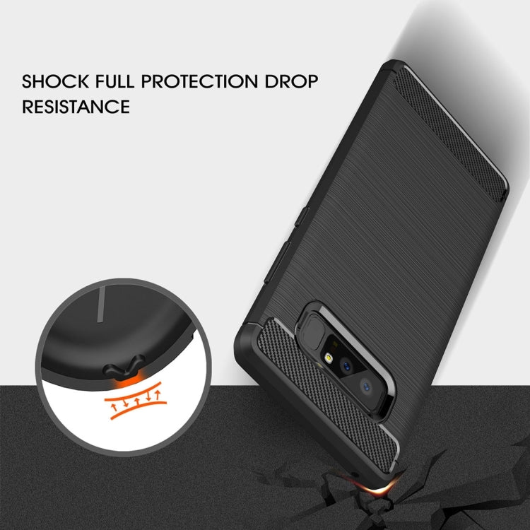 For Galaxy Note 8 Carbon Fiber TPU Brushed Texture Shockproof Protective Back Cover Case