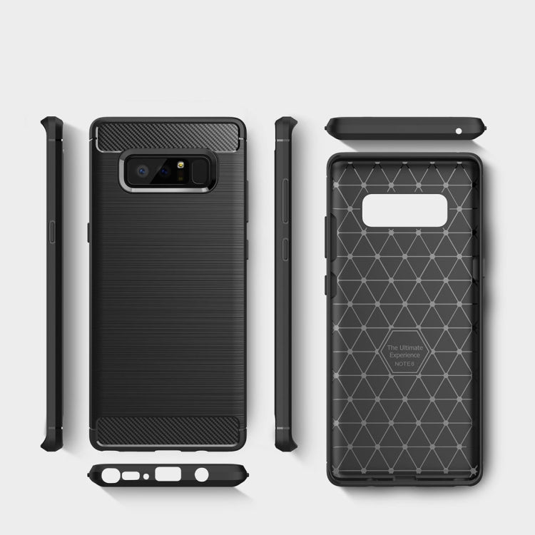 For Galaxy Note 8 Carbon Fiber TPU Brushed Texture Shockproof Protective Back Cover Case