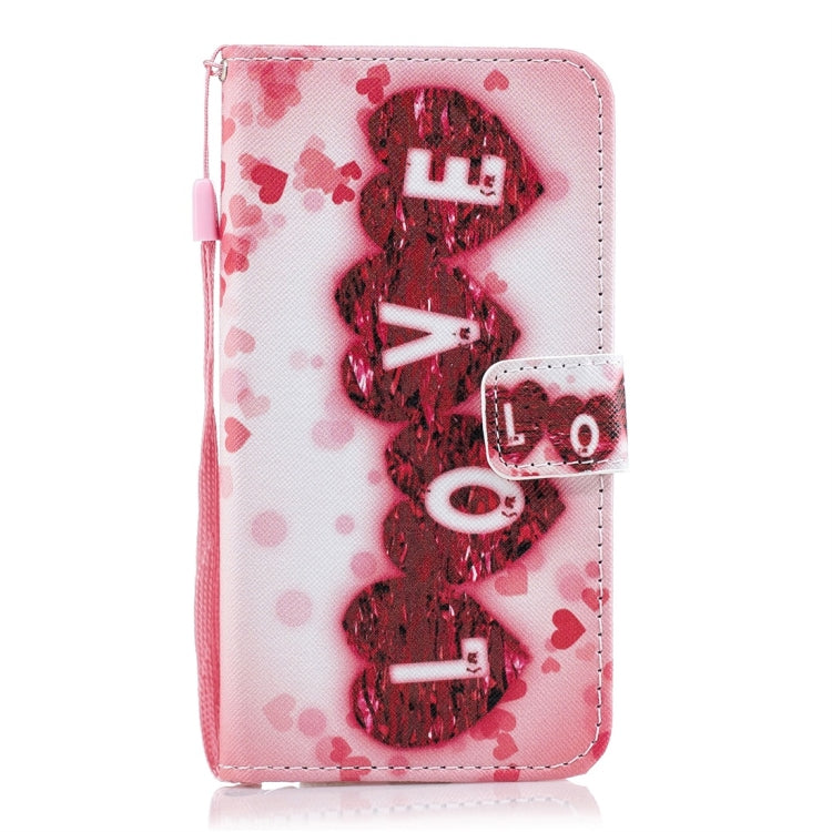 Love Pattern Horizontal Flip Leather Case for Galaxy M10, with Holder & Card Slots & Wallet