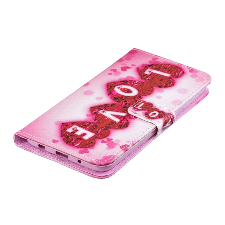 Love Pattern Horizontal Flip Leather Case for Galaxy M10, with Holder & Card Slots & Wallet