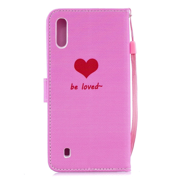 Heart Pattern Horizontal Flip Leather Case for Galaxy M10, with Holder & Card Slots & Wallet