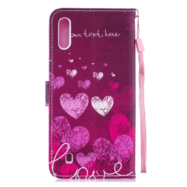 Letter Heart Pattern Horizontal Flip Leather Case for Galaxy M10, with Holder & Card Slots & Wallet
