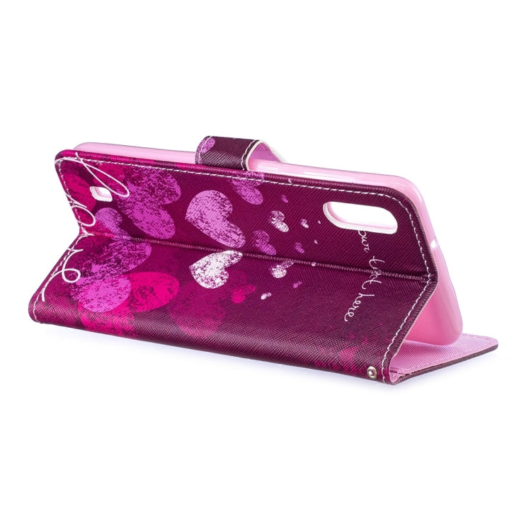 Letter Heart Pattern Horizontal Flip Leather Case for Galaxy M10, with Holder & Card Slots & Wallet