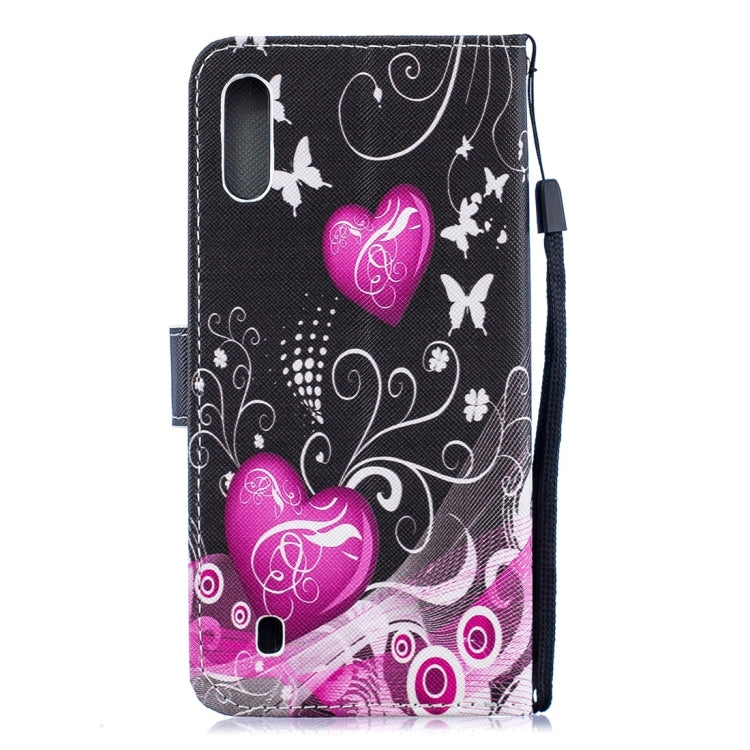 Little Peach Heart Pattern Horizontal Flip Leather Case for Galaxy M10, with Holder & Card Slots & Wallet