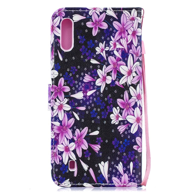 Lily Pattern Horizontal Flip Leather Case for Galaxy M10, with Holder & Card Slots & Wallet