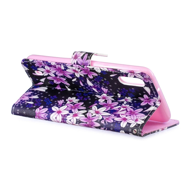 Lily Pattern Horizontal Flip Leather Case for Galaxy M10, with Holder & Card Slots & Wallet