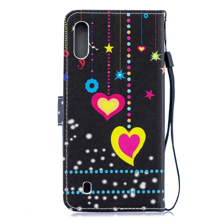 Colorful Heart Pattern Horizontal Flip Leather Case for Galaxy M10, with Holder & Card Slots & Wallet