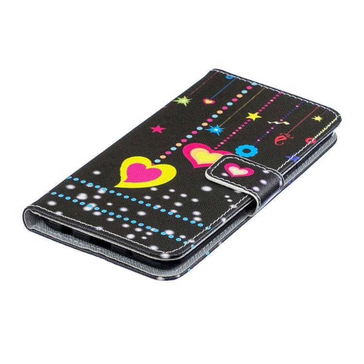 Colorful Heart Pattern Horizontal Flip Leather Case for Galaxy M10, with Holder & Card Slots & Wallet