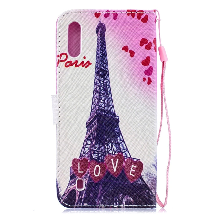 Love Tower Pattern Horizontal Flip Leather Case for Galaxy M10, with Holder & Card Slots & Wallet