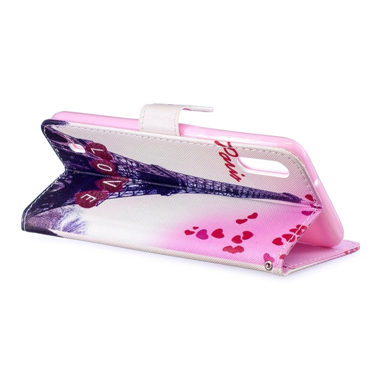 Love Tower Pattern Horizontal Flip Leather Case for Galaxy M10, with Holder & Card Slots & Wallet