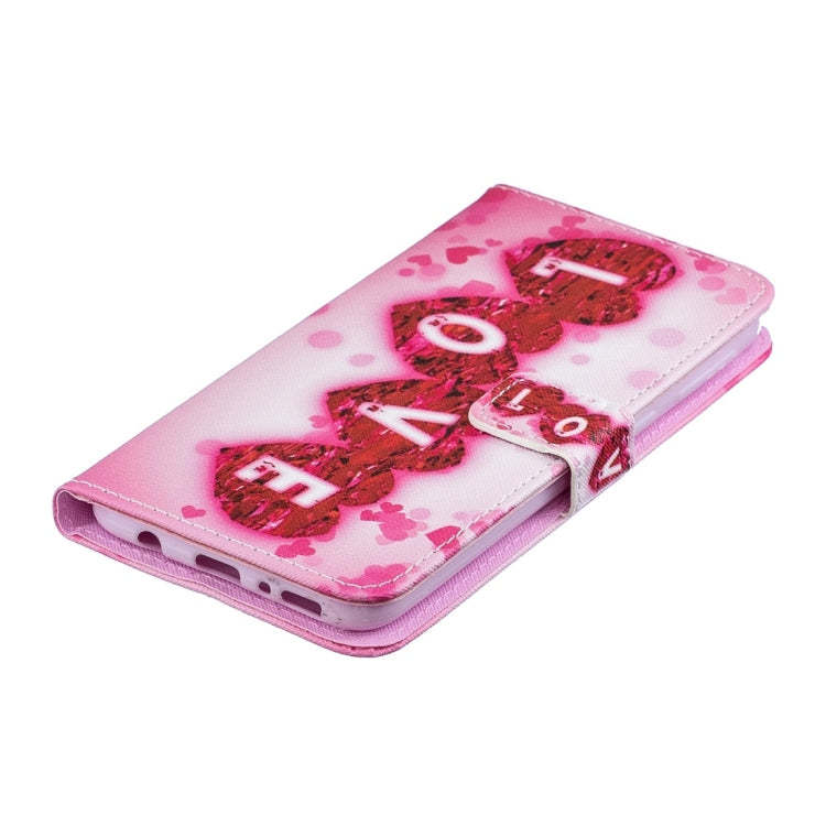 Love Pattern Horizontal Flip Leather Case for Galaxy M20, with Holder & Card Slots & Wallet