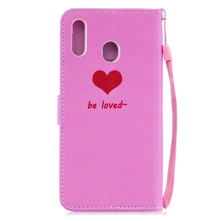Heart Pattern Horizontal Flip Leather Case for Galaxy M20, with Holder & Card Slots & Wallet