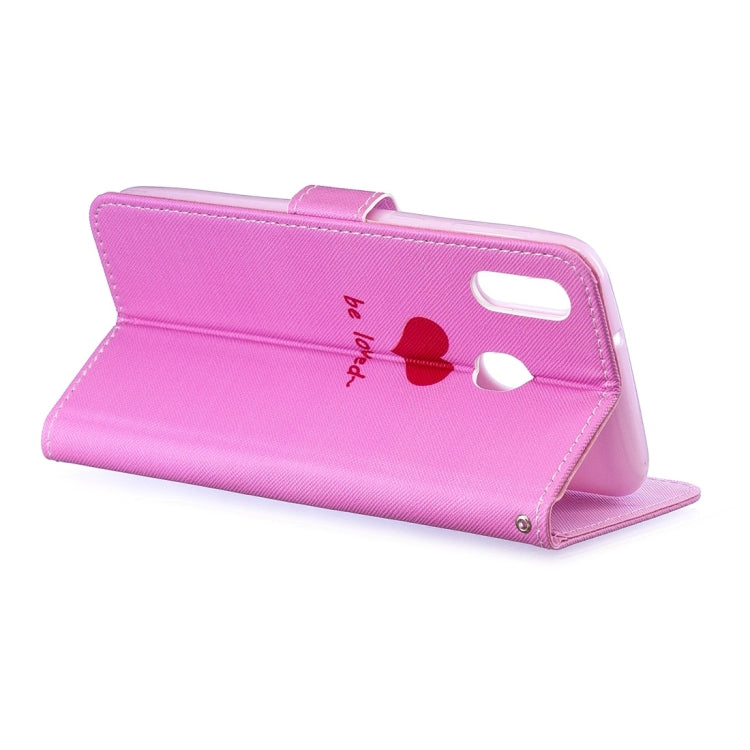 Heart Pattern Horizontal Flip Leather Case for Galaxy M20, with Holder & Card Slots & Wallet