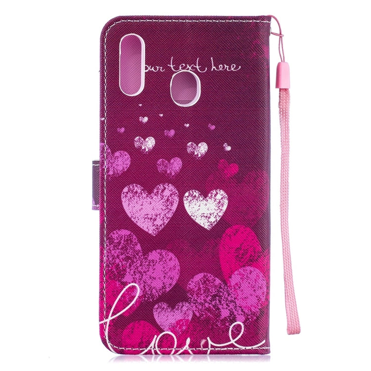 Letter Heart Pattern Horizontal Flip Leather Case for Galaxy M20, with Holder & Card Slots & Wallet