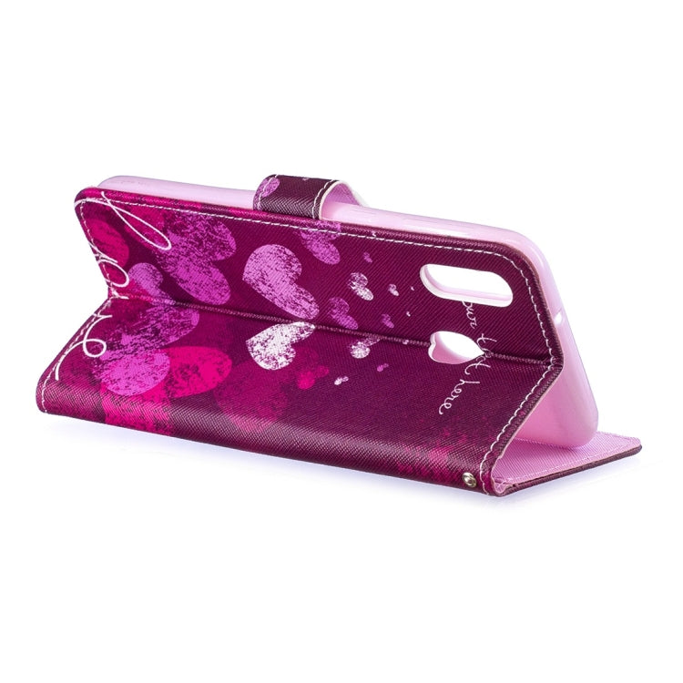 Letter Heart Pattern Horizontal Flip Leather Case for Galaxy M20, with Holder & Card Slots & Wallet