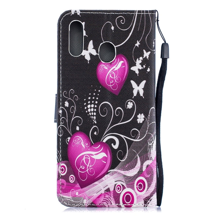 Little Peach Heart Pattern Horizontal Flip Leather Case for Galaxy M20, with Holder & Card Slots & Wallet