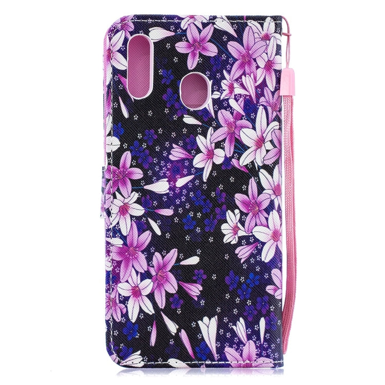 Lily Pattern Horizontal Flip Leather Case for Galaxy M20, with Holder & Card Slots & Wallet