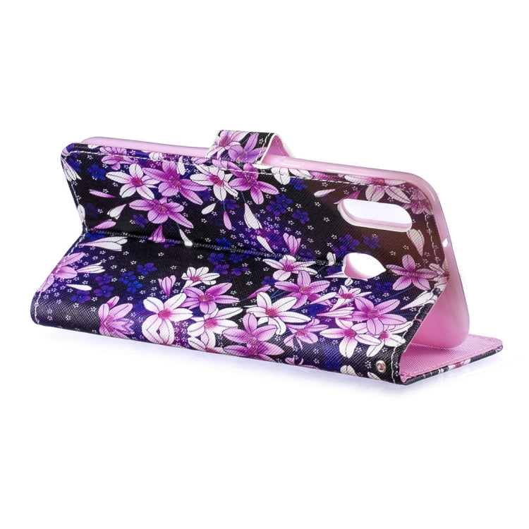 Lily Pattern Horizontal Flip Leather Case for Galaxy M20, with Holder & Card Slots & Wallet