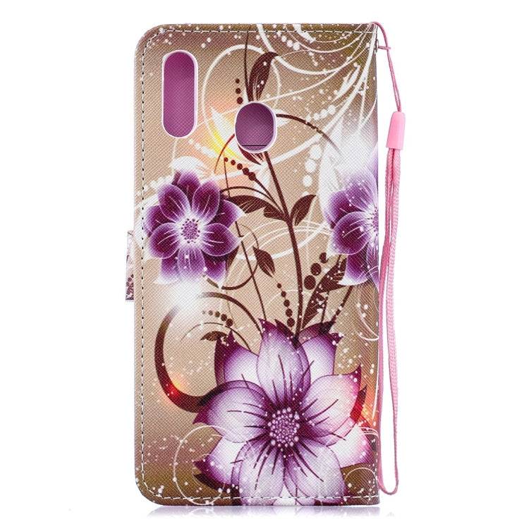 Lotus Pattern Horizontal Flip Leather Case for Galaxy M20, with Holder & Card Slots & Wallet