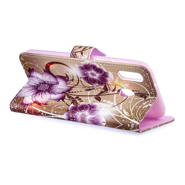 Lotus Pattern Horizontal Flip Leather Case for Galaxy M20, with Holder & Card Slots & Wallet
