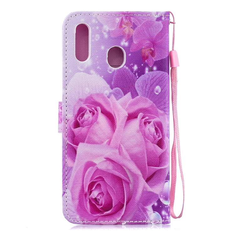 Rose Pattern Horizontal Flip Leather Case for Galaxy M20, with Holder & Card Slots & Wallet
