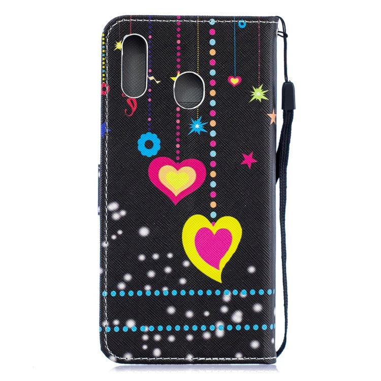 Colorful Heart Pattern Horizontal Flip Leather Case for Galaxy M20, with Holder & Card Slots & Wallet