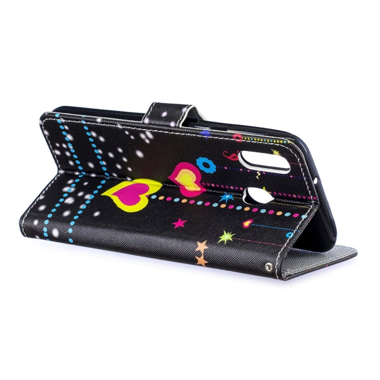 Colorful Heart Pattern Horizontal Flip Leather Case for Galaxy M20, with Holder & Card Slots & Wallet