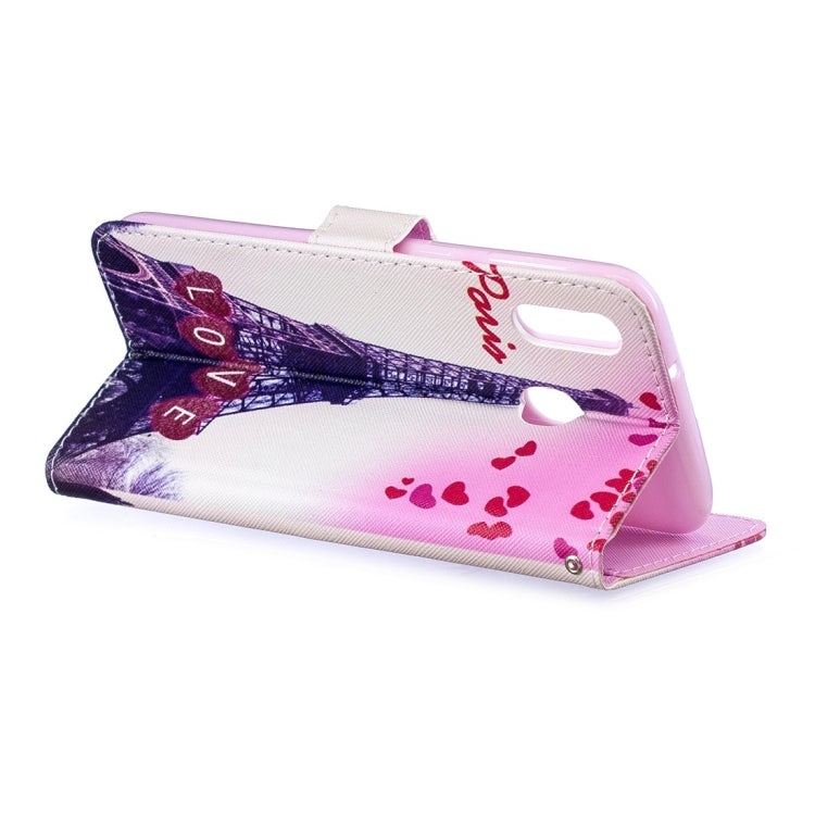 Love Tower Pattern Horizontal Flip Leather Case for Galaxy M20, with Holder & Card Slots & Wallet