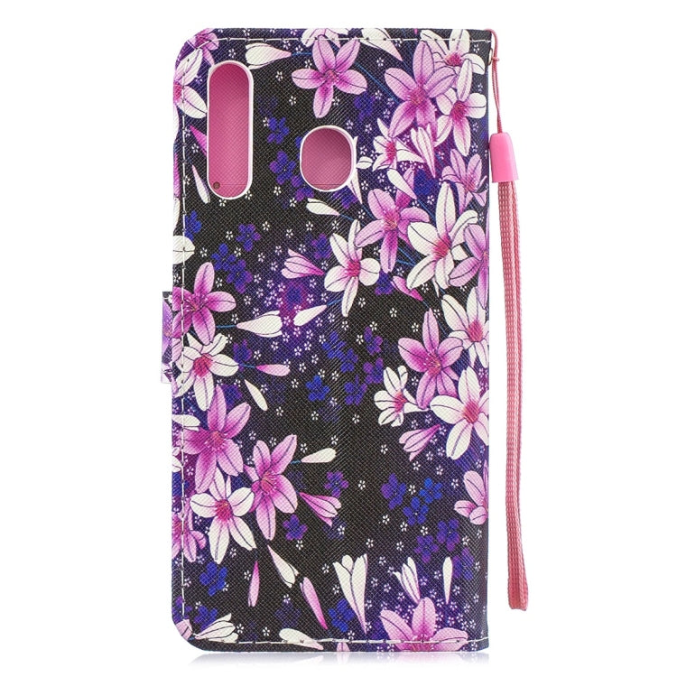 Lily Pattern Horizontal Flip Leather Case for Galaxy M30, with Holder & Card Slots & Wallet