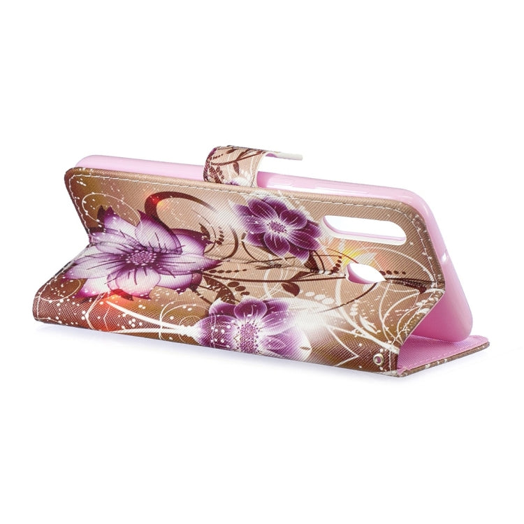 Lotus Pattern Horizontal Flip Leather Case for Galaxy M30, with Holder & Card Slots & Wallet