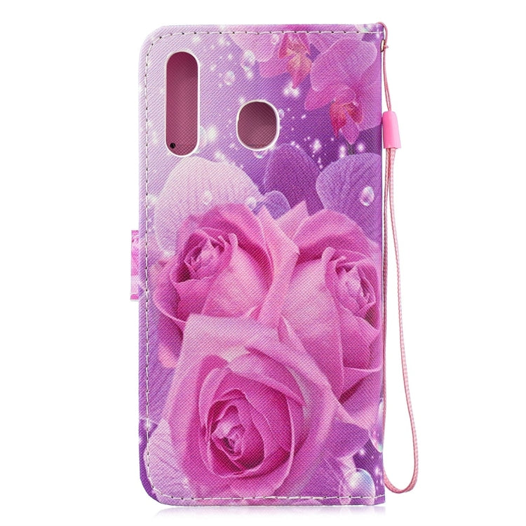 Rose Pattern Horizontal Flip Leather Case for Galaxy M30, with Holder & Card Slots & Wallet