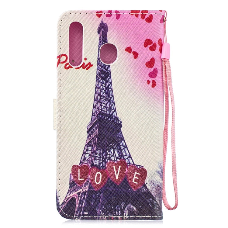 Love Tower Pattern Horizontal Flip Leather Case for Galaxy M30, with Holder & Card Slots & Wallet