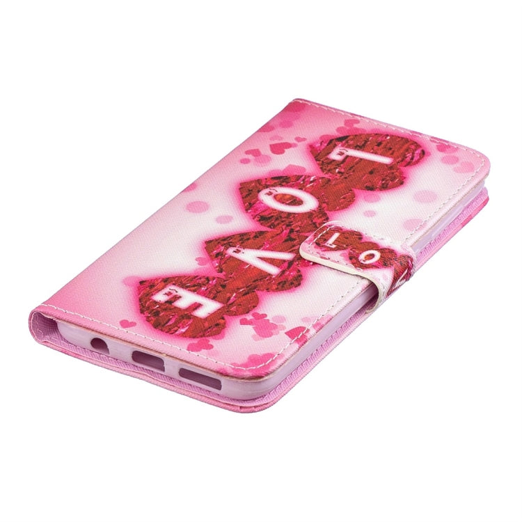 Love Pattern Horizontal Flip Leather Case for Galaxy A50, with Holder & Card Slots & Wallet