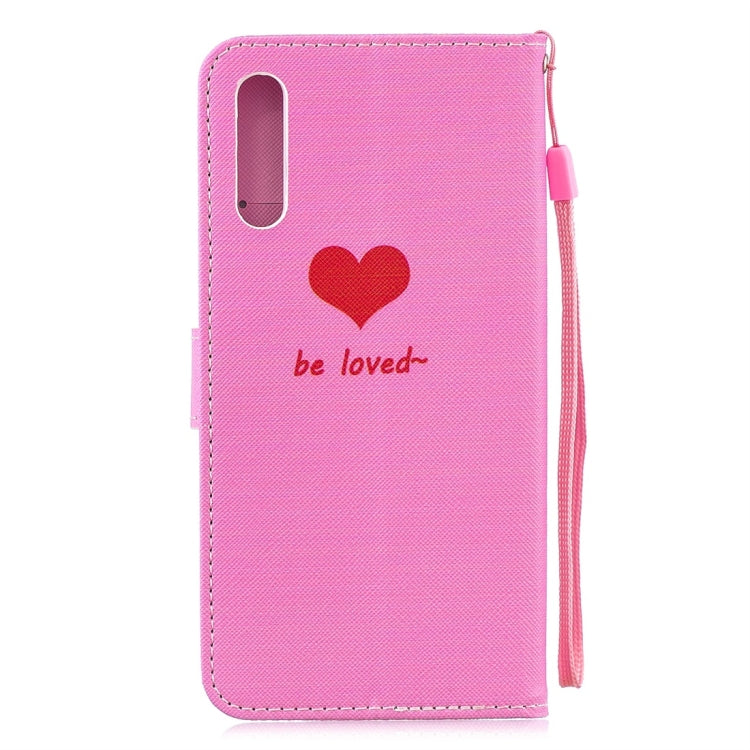 Heart Pattern Horizontal Flip Leather Case for Galaxy A50, with Holder & Card Slots & Wallet
