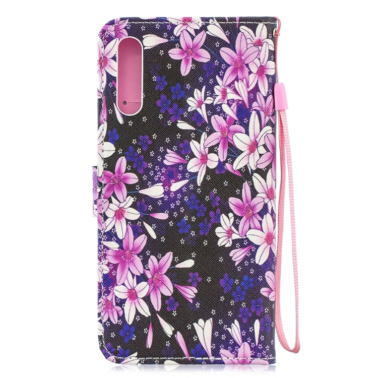 Lily Pattern Horizontal Flip Leather Case for Galaxy A50, with Holder & Card Slots & Wallet