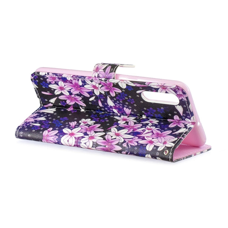 Lily Pattern Horizontal Flip Leather Case for Galaxy A50, with Holder & Card Slots & Wallet