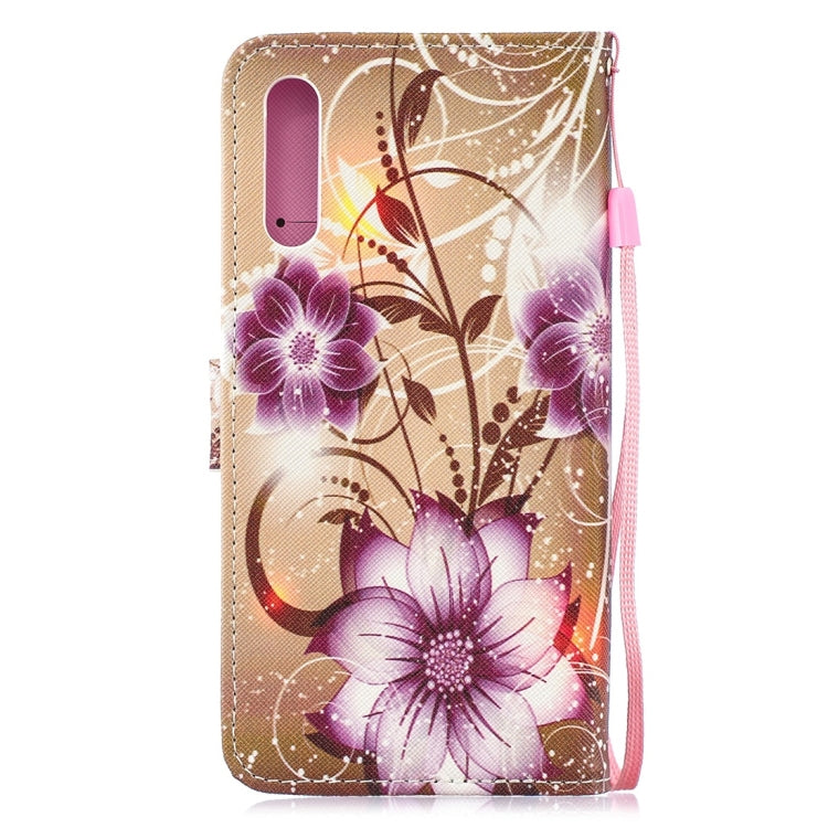 Lotus Pattern Horizontal Flip Leather Case for Galaxy A50, with Holder & Card Slots & Wallet