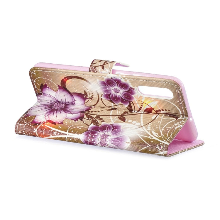 Lotus Pattern Horizontal Flip Leather Case for Galaxy A50, with Holder & Card Slots & Wallet