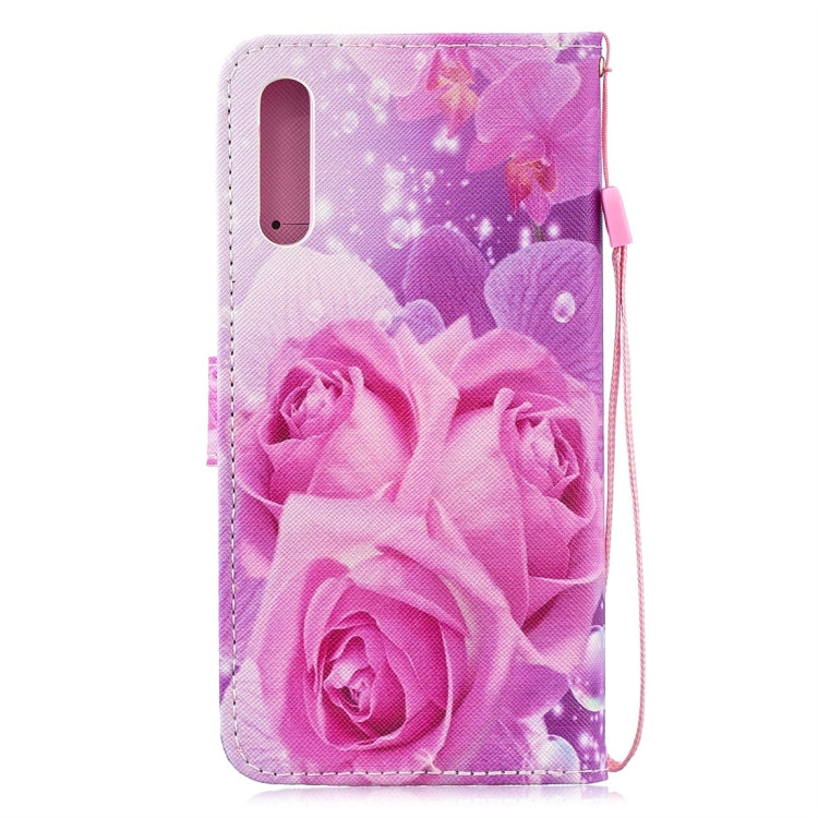 Rose Pattern Horizontal Flip Leather Case for Galaxy A50, with Holder & Card Slots & Wallet