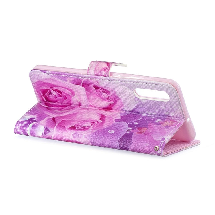 Rose Pattern Horizontal Flip Leather Case for Galaxy A50, with Holder & Card Slots & Wallet