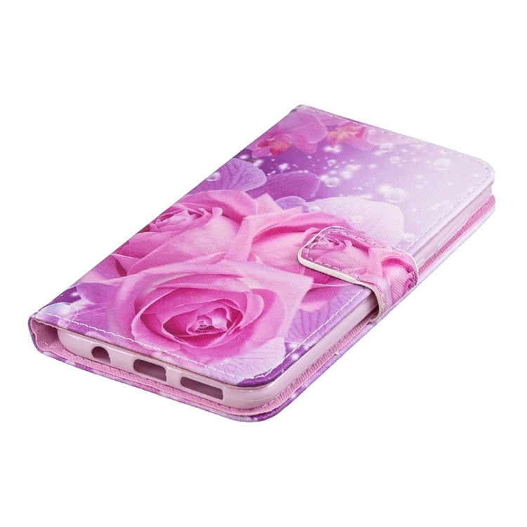 Rose Pattern Horizontal Flip Leather Case for Galaxy A50, with Holder & Card Slots & Wallet